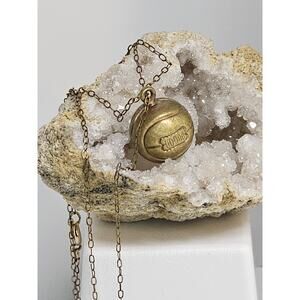 Vintage Bronze Ball Pendant & Chain 18.5"